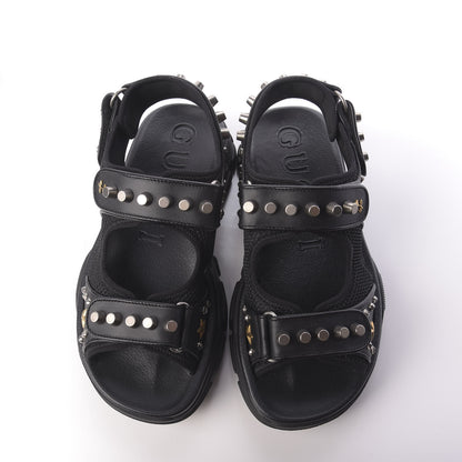 Gucci Nappa Mesh Studded Mens Aguru Sandals 7 Black 5 of 10