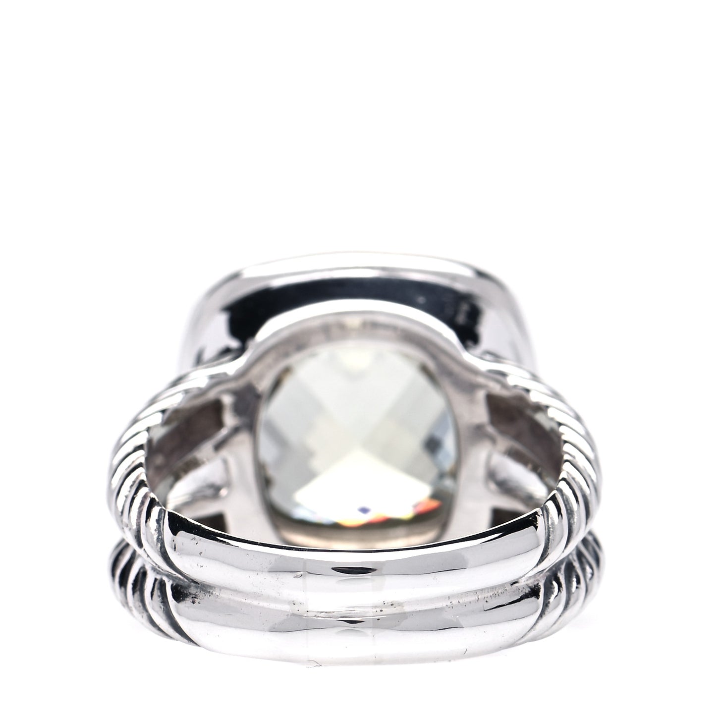Sterling Silver Diamond Prasiolite 11mm Albion Ring 55 7.25