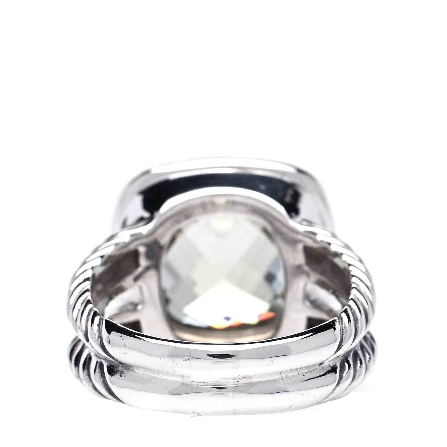 David Yurman Sterling Silver Diamond Prasiolite 11mm Albion Ring 55 7.25 3 of 5