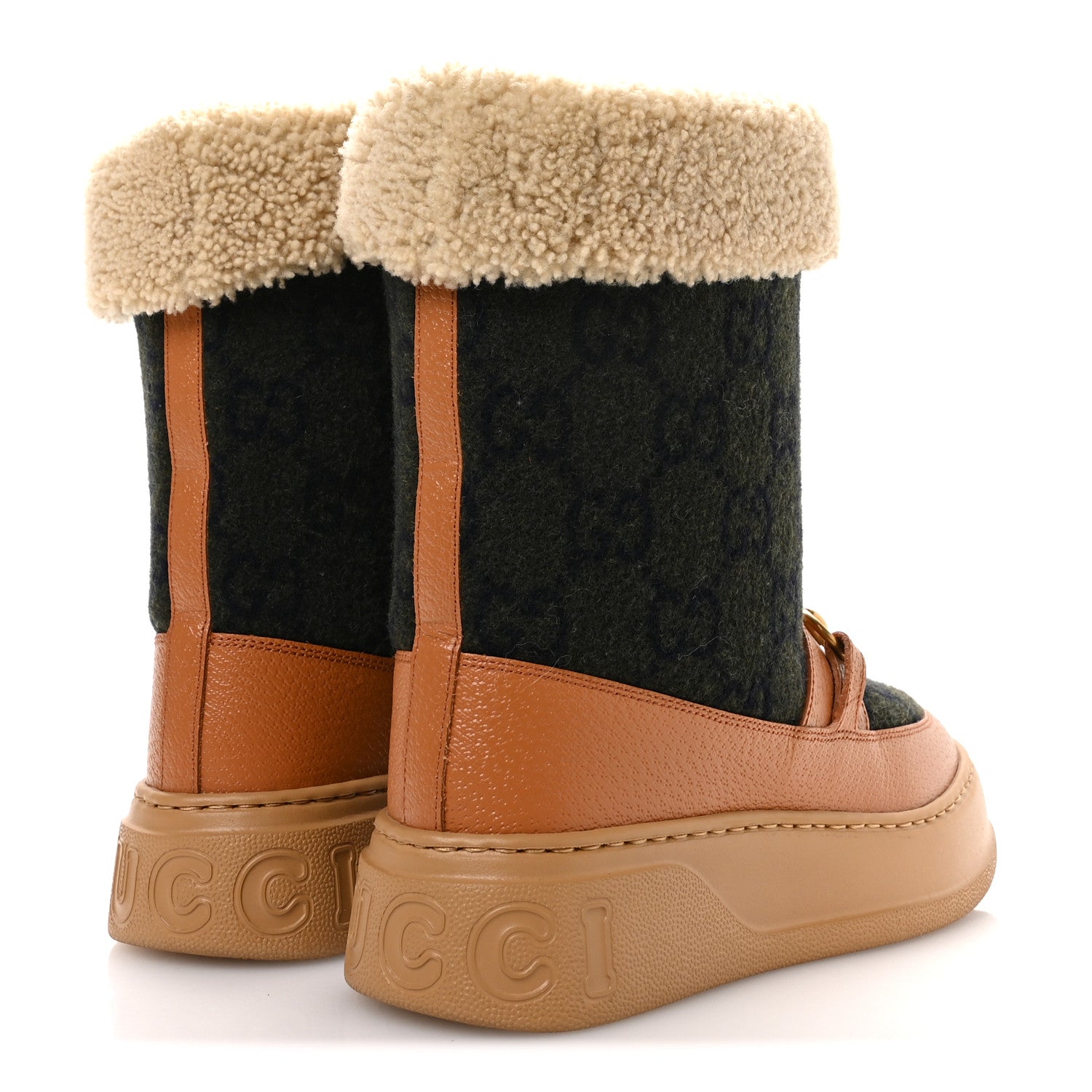 Gucci Covered Wool Monogram Textured Dollar Calfskin Shearling