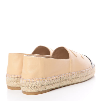 Chanel Lambskin CC Espadrilles 38 Beige Black 4 of 10