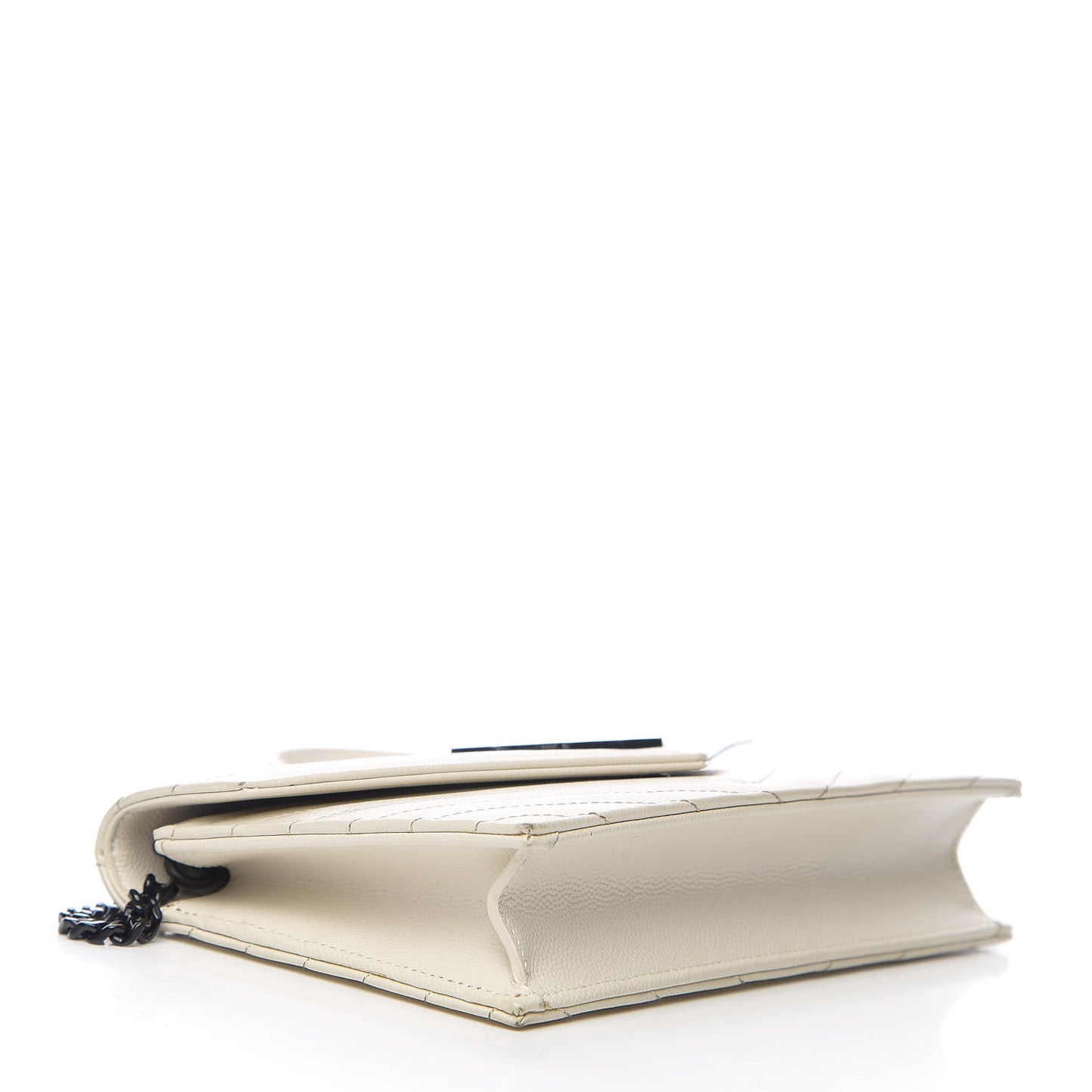 Grain De Poudre Matelasse Chevron Monogram Envelope Chain Wallet Dove White