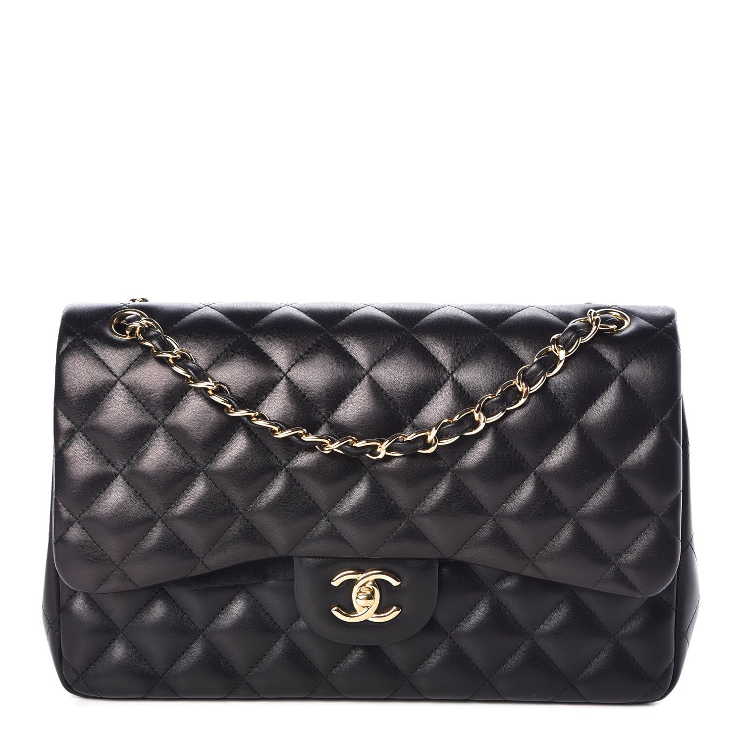 Chanel Lambskin Quilted Jumbo Double Flap Black 1 of 8