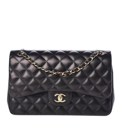 Chanel Lambskin Quilted Jumbo Double Flap Black 1 of 8