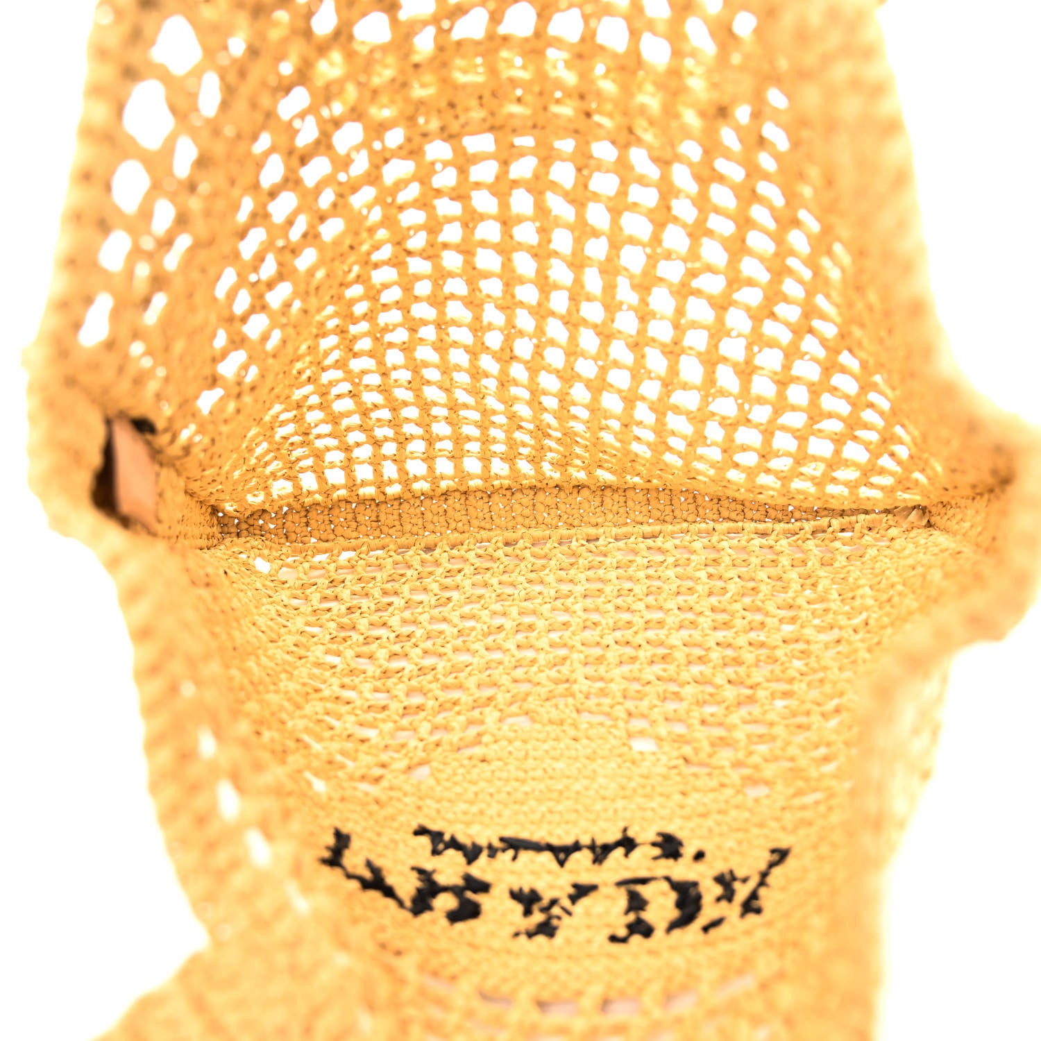 Prada Yarn Raffia Effect Crochet Logo Embroidered Tote Bag Naturale 5 of 8