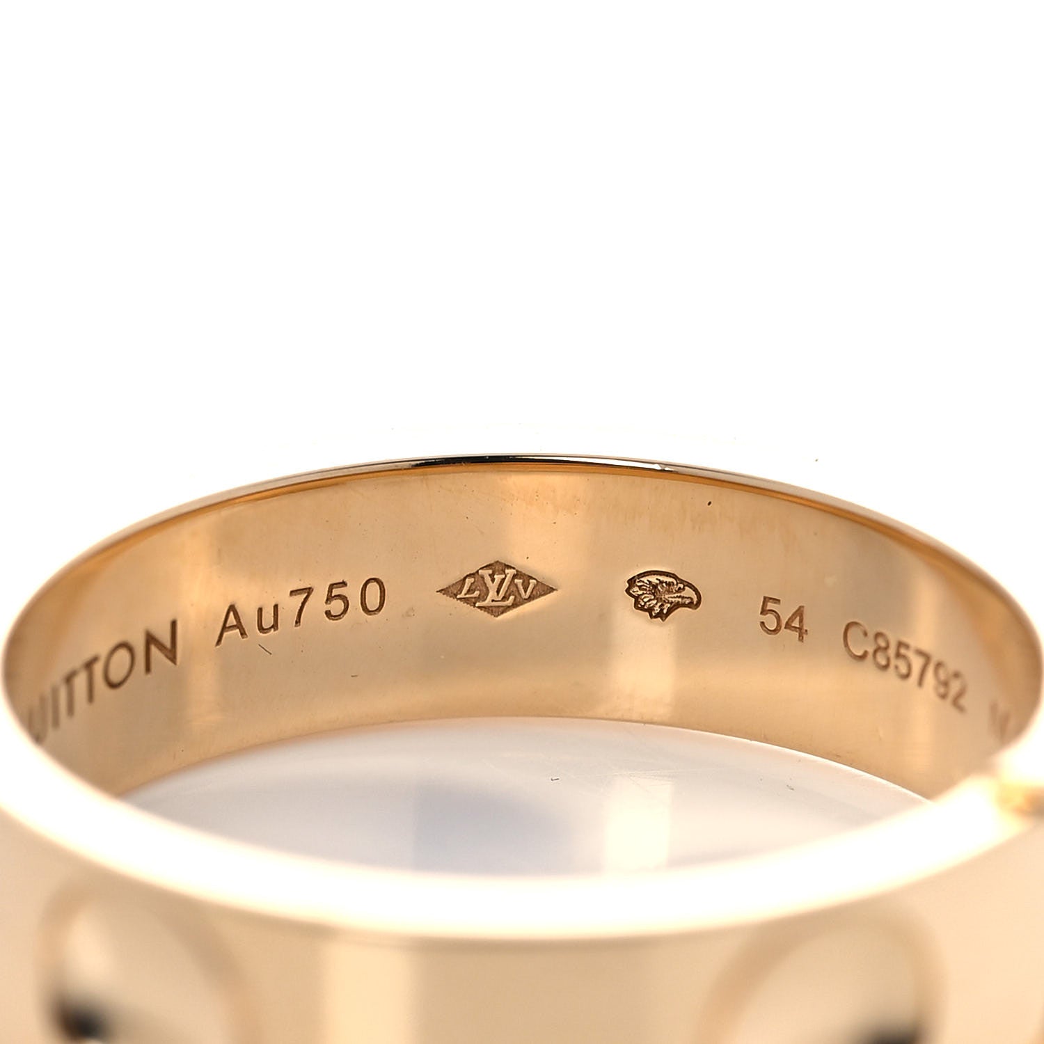 Louis Vuitton 18K Yellow Gold Empreinte LV Ring 54 7 5 of 6