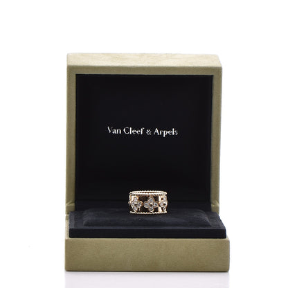 Van Cleef & Arpels 18K Yellow Gold Diamond Perlee Clover Ring 52 6 4 of 4