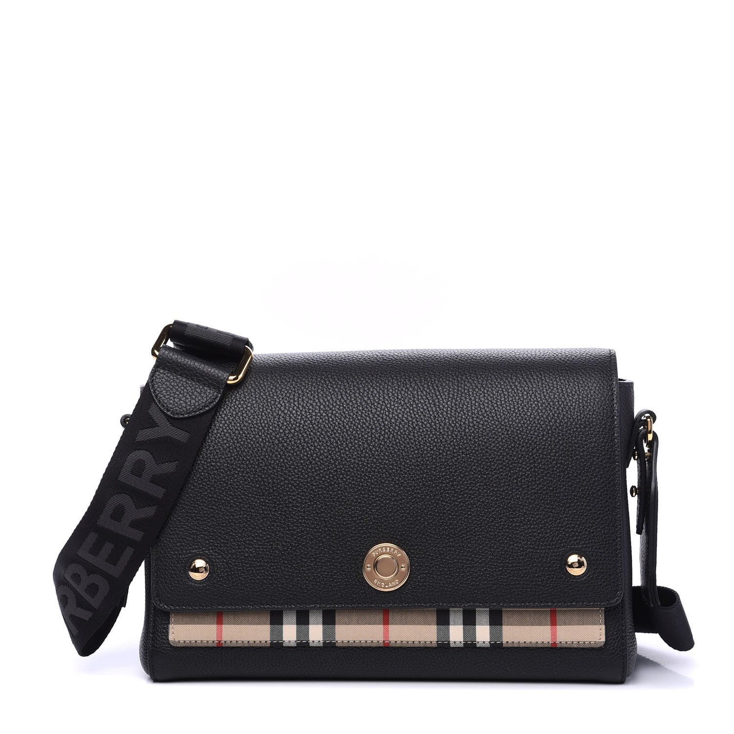 Burberry Grainy Calfskin Vintage Check Note Crossbody Bag Black 1 of 8