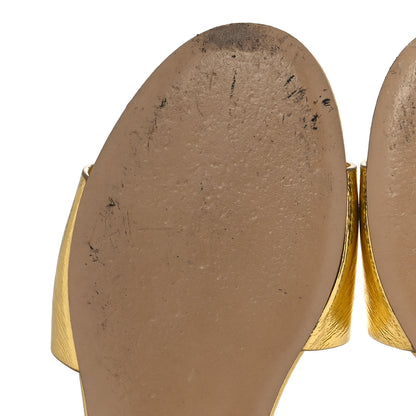 Fendi Nappa Laminata Cuoio Baguette Flat Slide Sandals 38 Gold 6 of 11