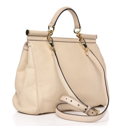 Dolce & Gabbana Goatskin Large Miss Sicily Leopard Heart Satchel Ivory 3 of 16