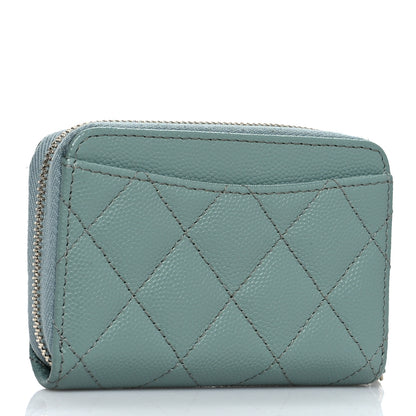 Chanel Caviar Quilted Zip Around Coin Purse Wallet Dark Green 3 of 8