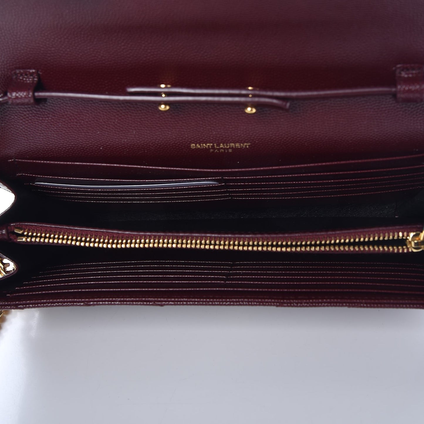 Grain De Poudre Matelasse Chevron Monogram Chain Wallet Rouge Legion