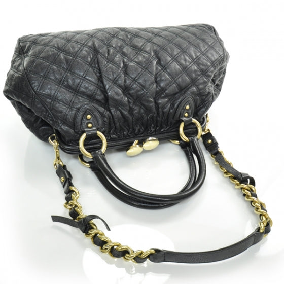 Quilted Leather Stam Black