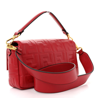 Fendi Nappa FF 1974 Embossed Baguette Fragola 3 of 12