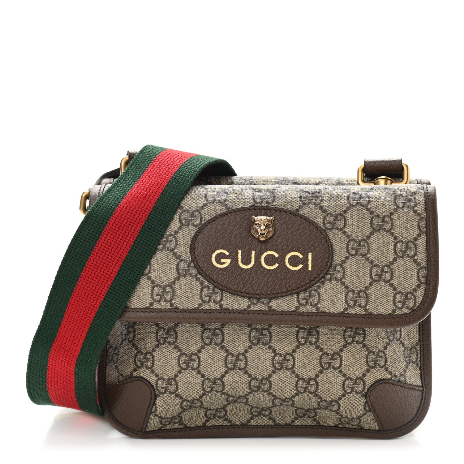 Gucci GG Supreme Monogram Web Small Neo Vintage Double Flap Messenger Bag Beige New Acero 1 of 10