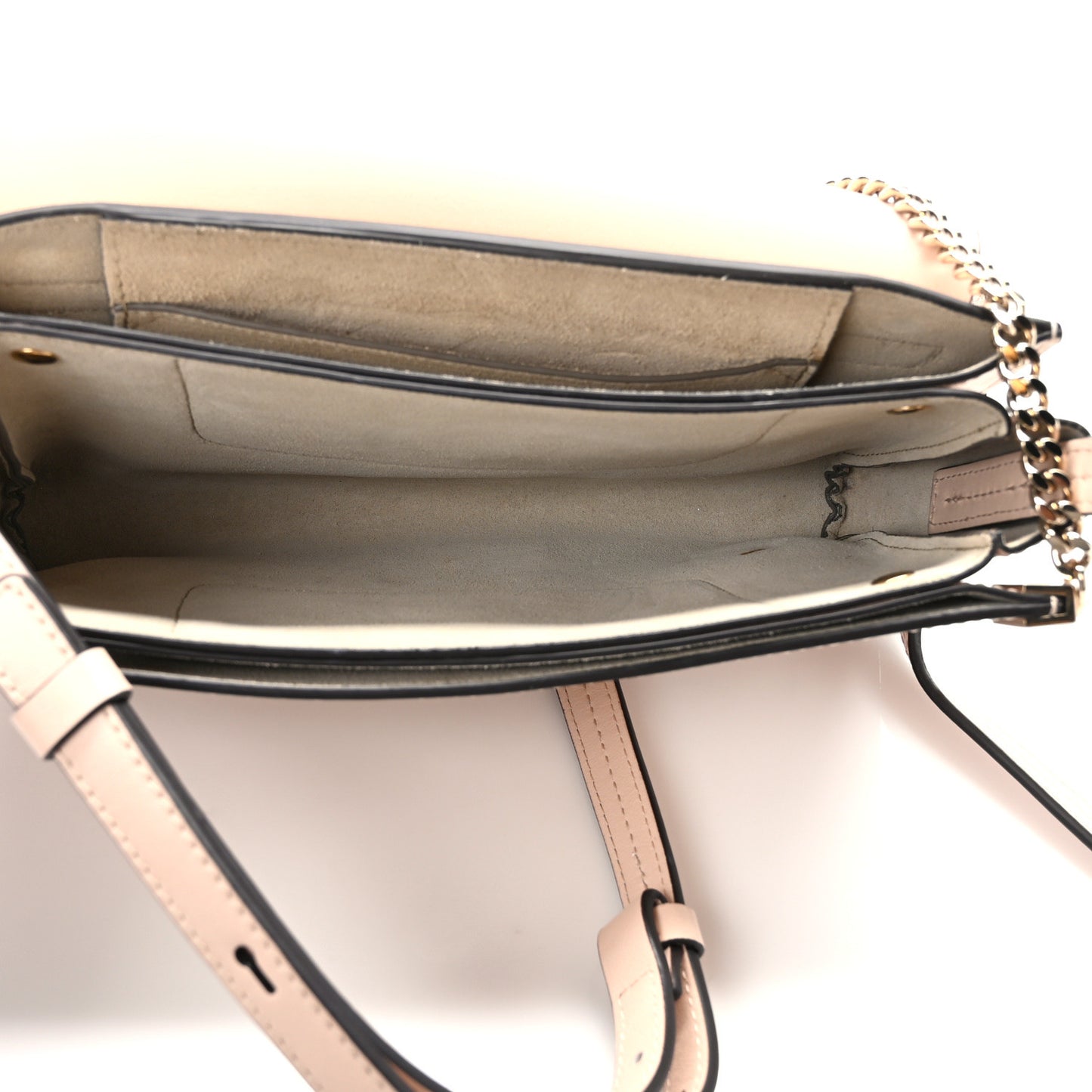 Suede Calfskin Small Faye Shoulder Bag Cement Pink