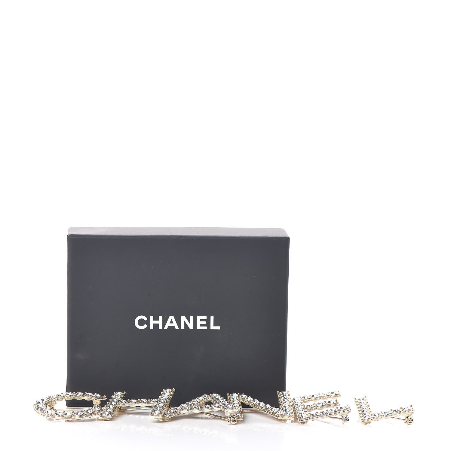 Chanel Crystal Cha-Nel Logo Brooch Set Gold 10 of 10