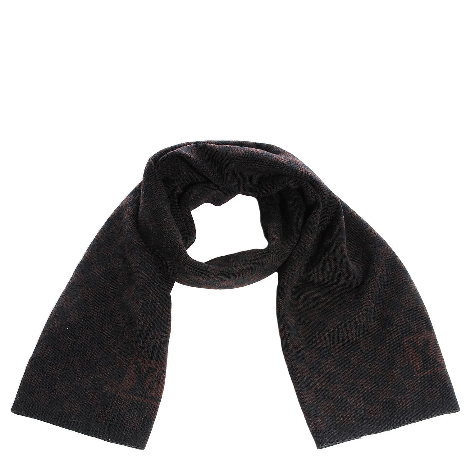 Louis Vuitton Wool Petit Damier Stole Scarf Brown 1 of 5