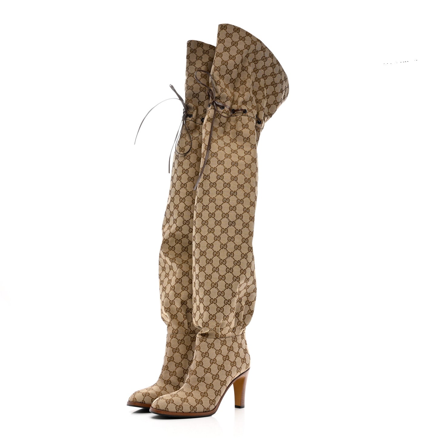 Monogram Over the Knee Boots 39 Beige Ebony