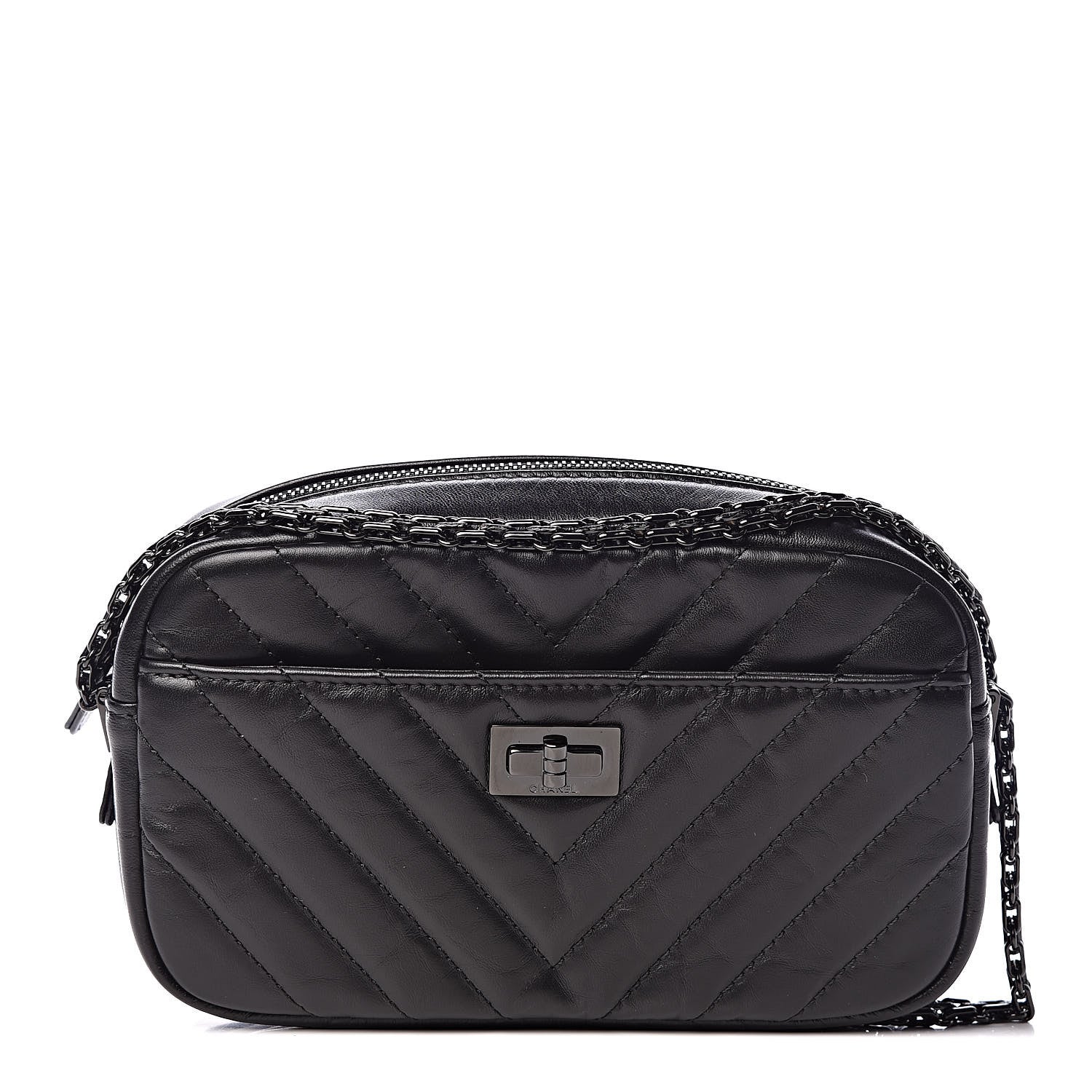 Chanel Aged Calfskin Chevron Mini Reissue Camera Case So Black 1 of 11