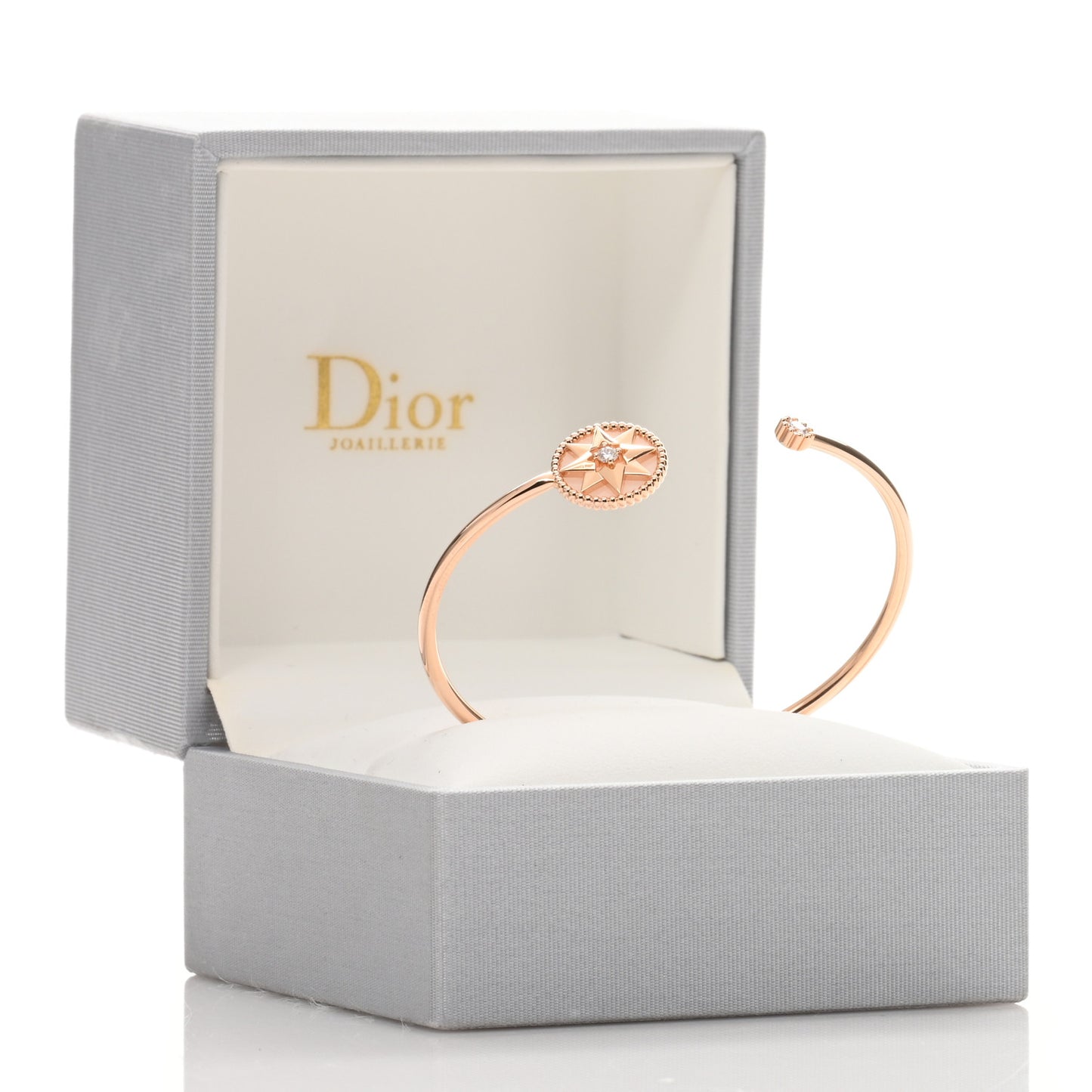 18K Rose Gold Diamond Pink Opal Rose Des Vents Cuff Bracelet