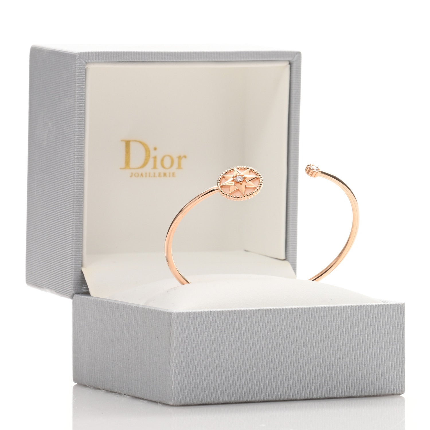 Christian Dior 18K Rose Gold Diamond Pink Opal Rose Des Vents Cuff Bracelet 4 of 4