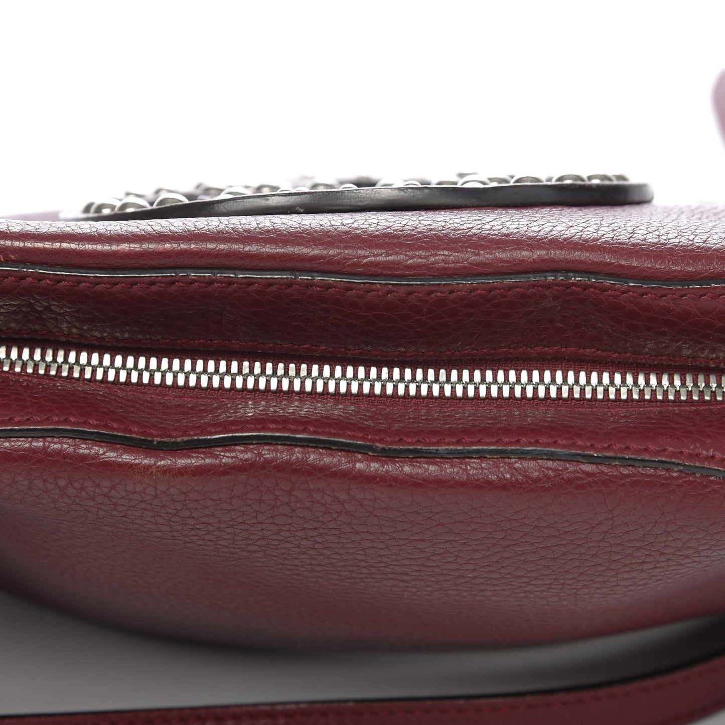 Pebbled Calfskin Studded Small Soho Disco Bag Soft Burgundy