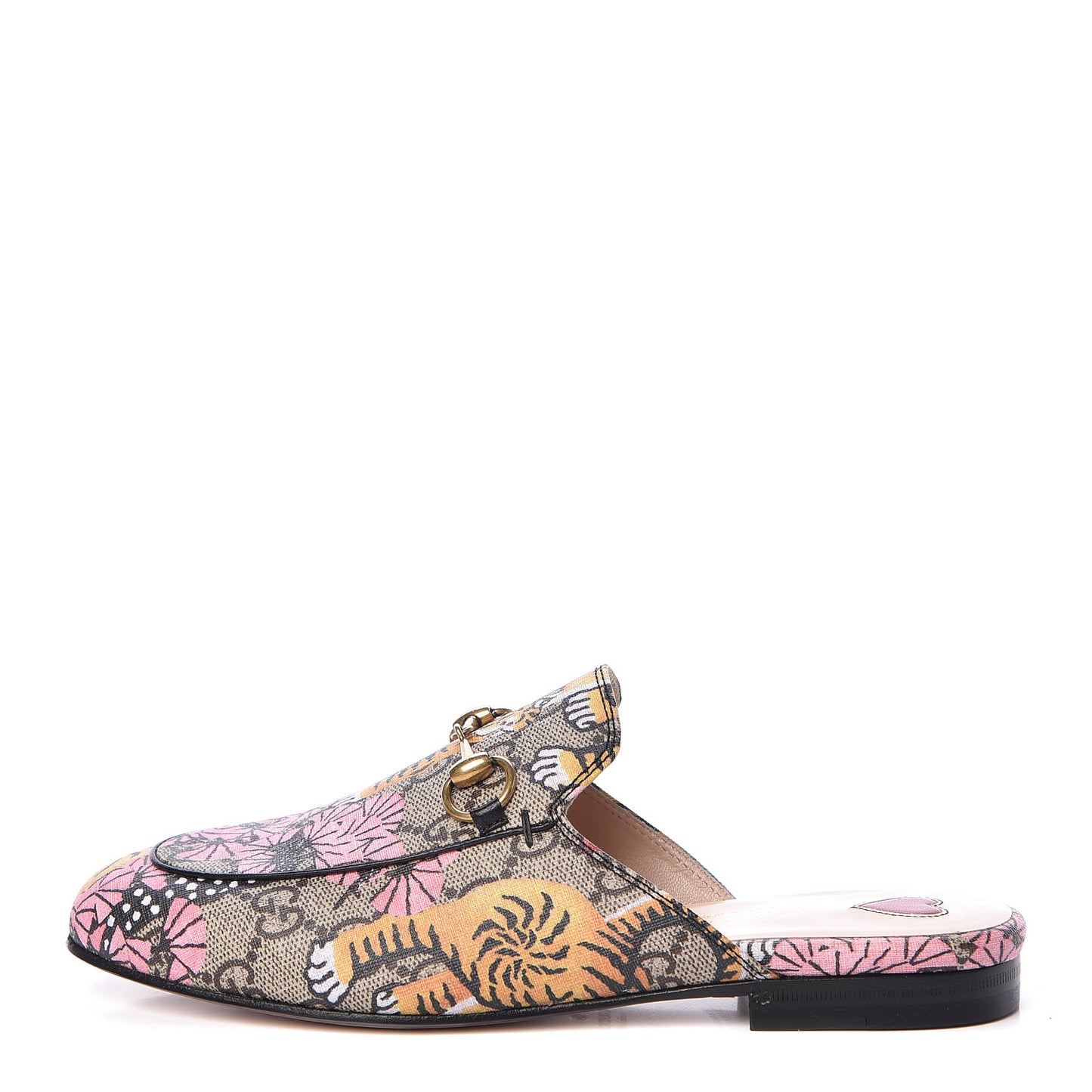 GG Supreme Monogram Bengal Womens Princetown Slippers 34 Beige Crop Pink