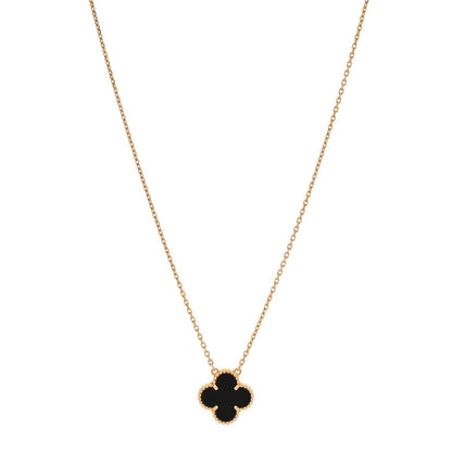 Van Cleef & Arpels 18K Yellow Gold Black Onyx Vintage Alhambra Pendant Necklace 1 of 6