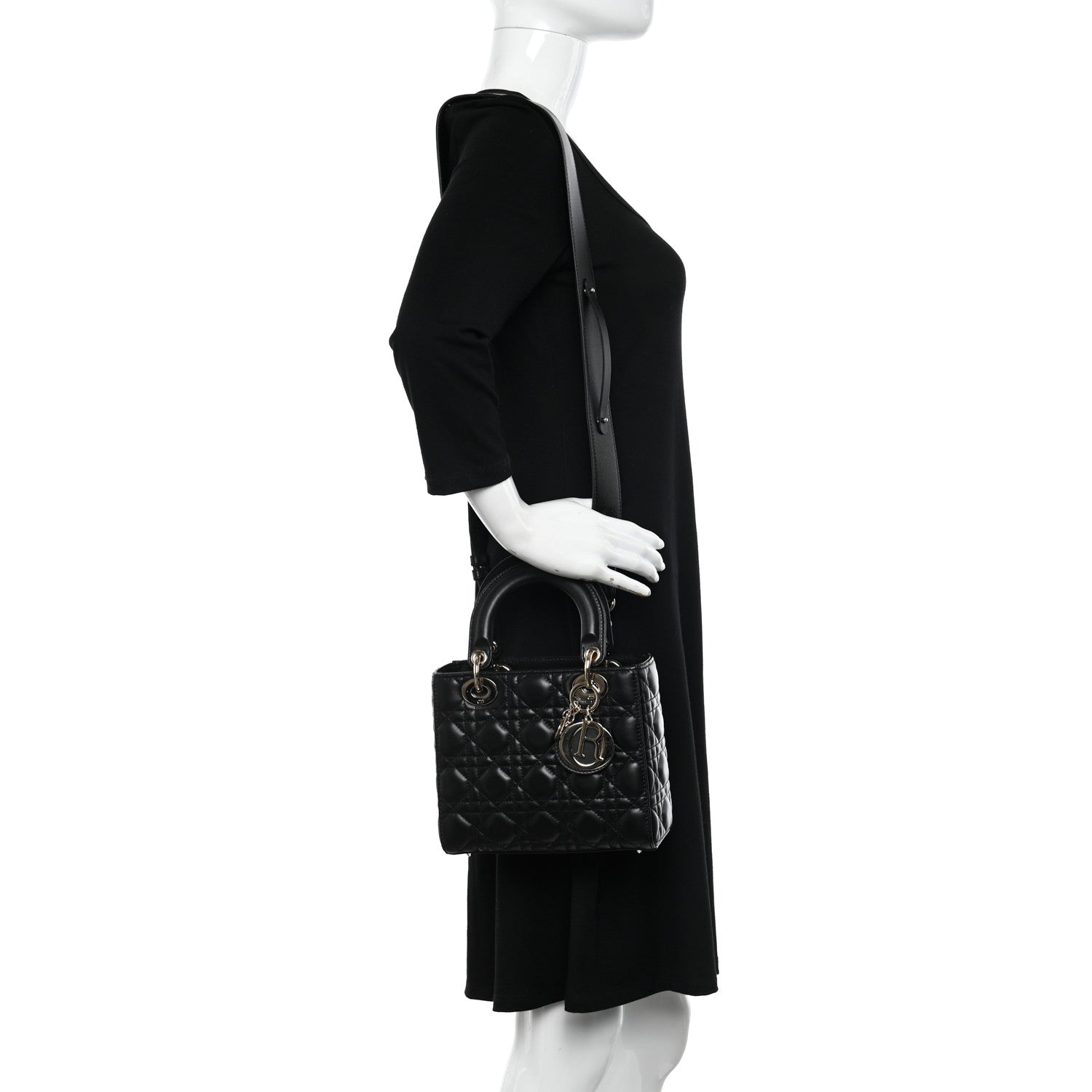 Christian Dior Lambskin Cannage Small My ABCDior Lady Dior Black 2 of 11