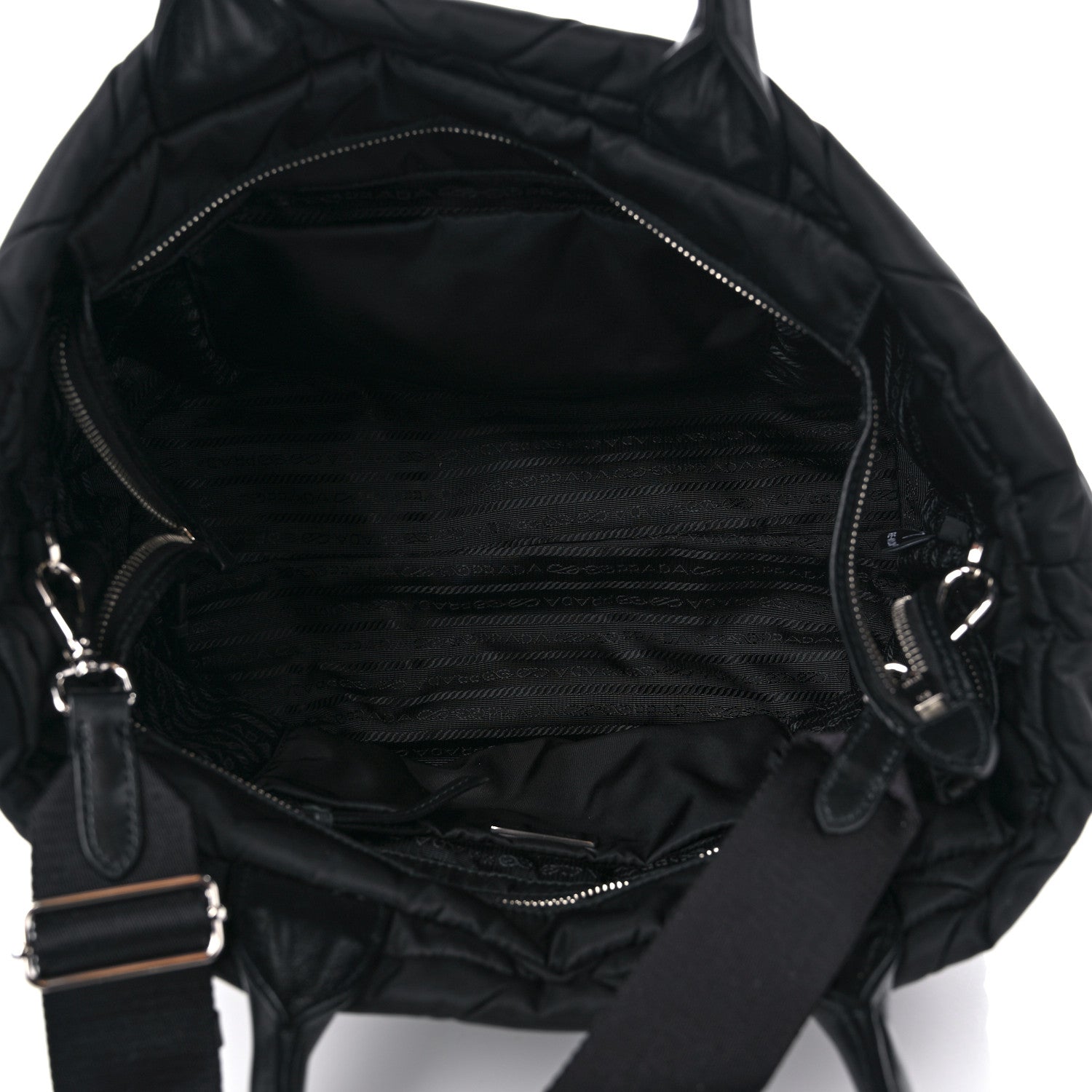 Prada Re-Nylon Nappa Triangle Quilted Padded Small Double Handled Zip Tote Black 5 of 8