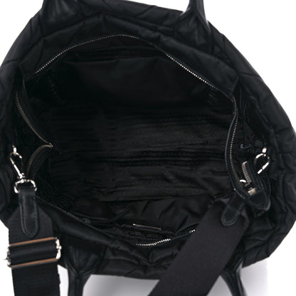 Prada Re-Nylon Nappa Triangle Quilted Padded Small Double Handled Zip Tote Black 5 of 8