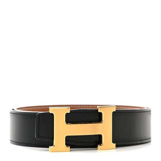 Hermes Box Togo 32mm H Belt 80 32 Black Gold 1 of 7