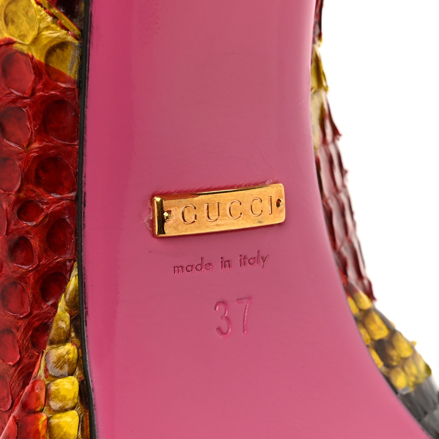 Snakeskin Platform Boots 37 Red Multicolor