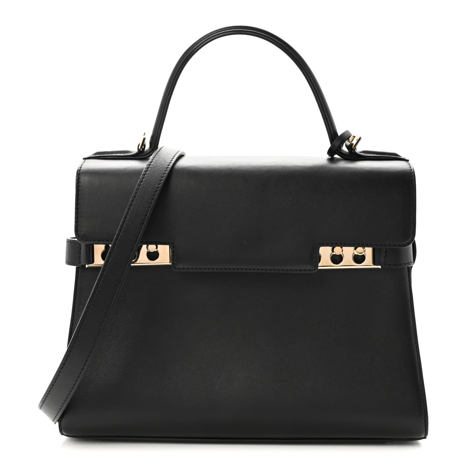 Delvaux Calfskin MM Tempete Satchel Black 1 of 10