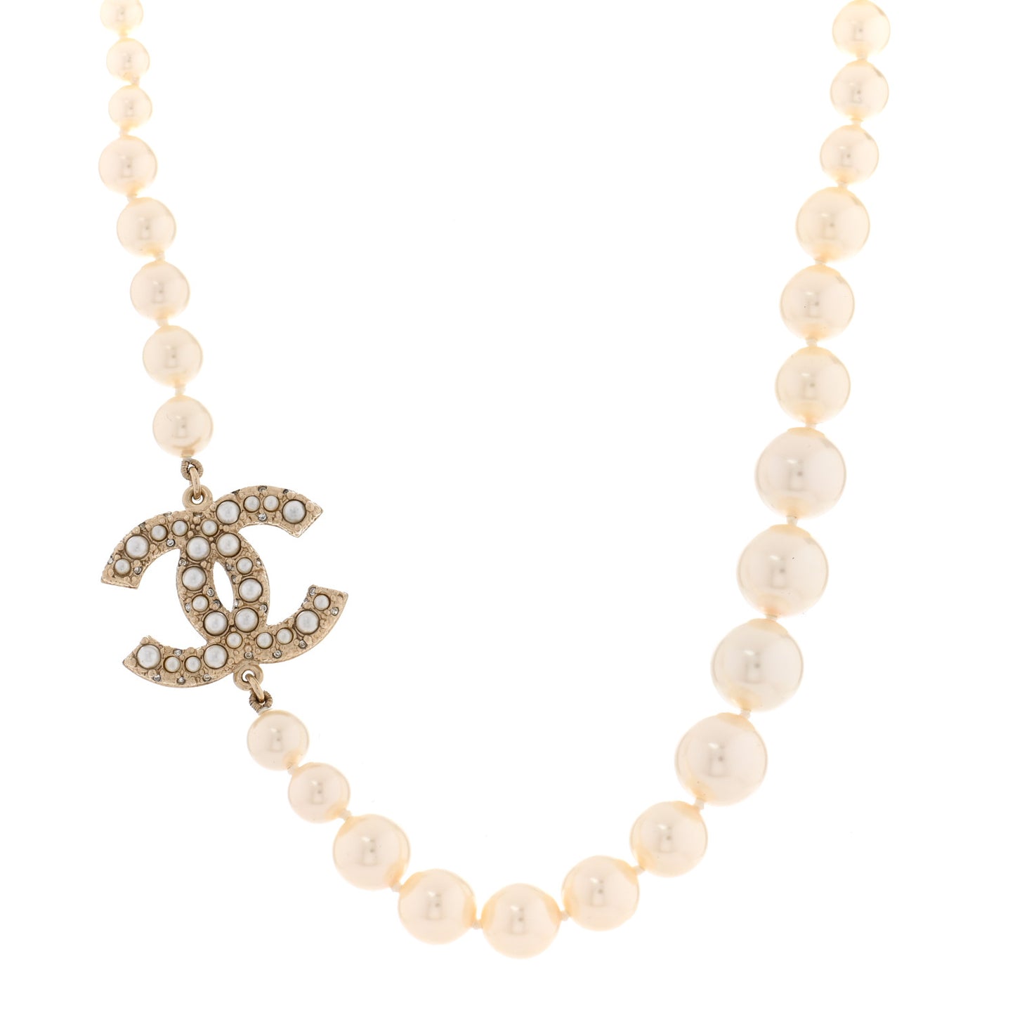 Pearl CC 100th Anniversary Necklace Light Gold