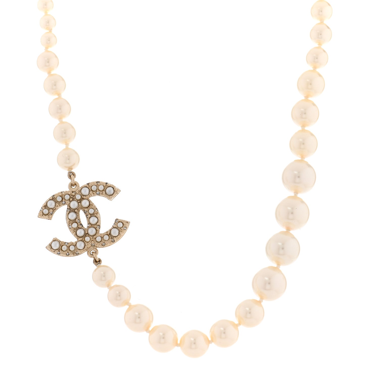 Chanel Pearl CC 100th Anniversary Necklace Light Gold 1 of 7