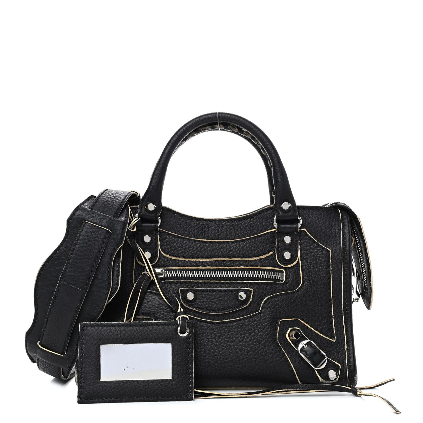 Supple Grained Calfskin Classic Silver Hardware Highlight Mini City Black