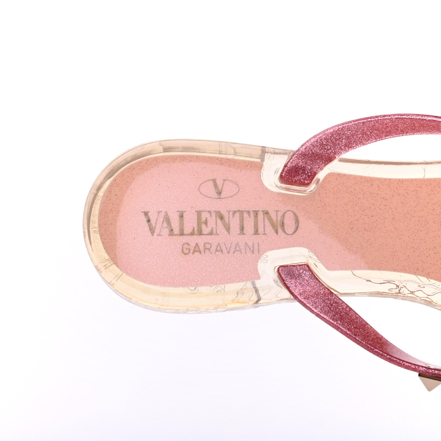 Valentino Garavani PVC Jelly Glitter Rockstud Bow Thong Sandals 37 Pink 7 of 7