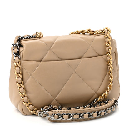 Chanel Lambskin Quilted Medium Chanel 19 Flap Dark Beige 2 of 10