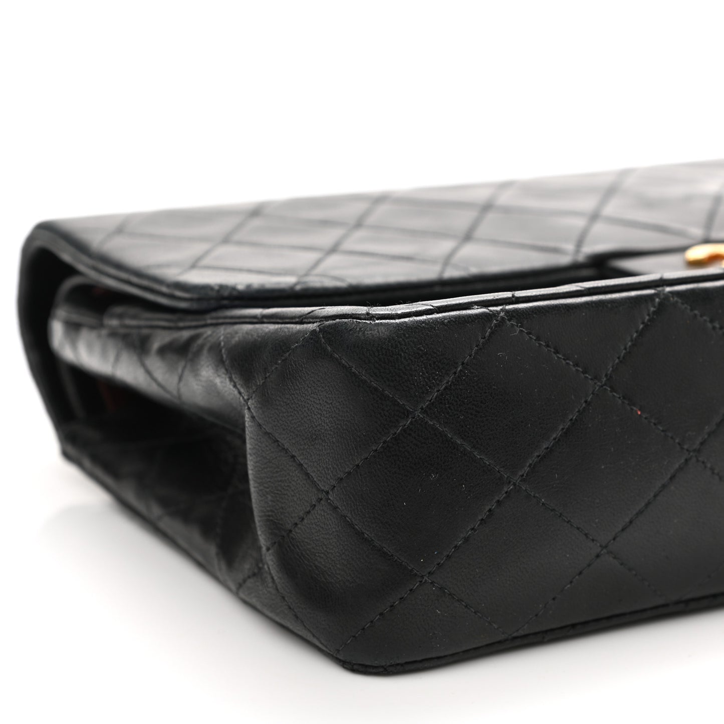 Lambskin Quilted Medium Double Flap Black