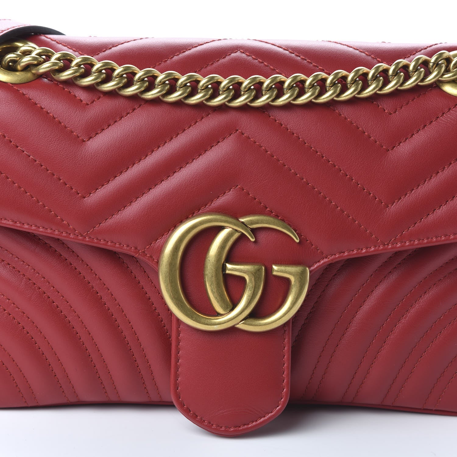 Gucci Calfskin Matelasse Small GG Marmont Shoulder Bag Hibiscus Red 10 of 10