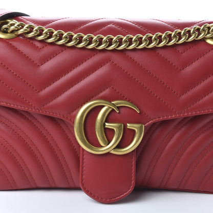 Gucci Calfskin Matelasse Small GG Marmont Shoulder Bag Hibiscus Red 10 of 10