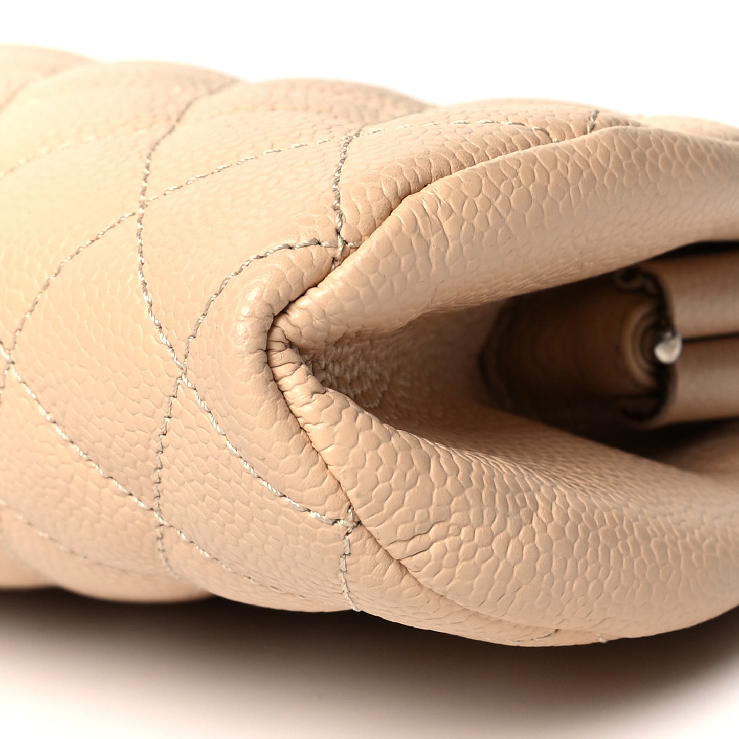 Caviar Quilted Timeless Clutch Beige