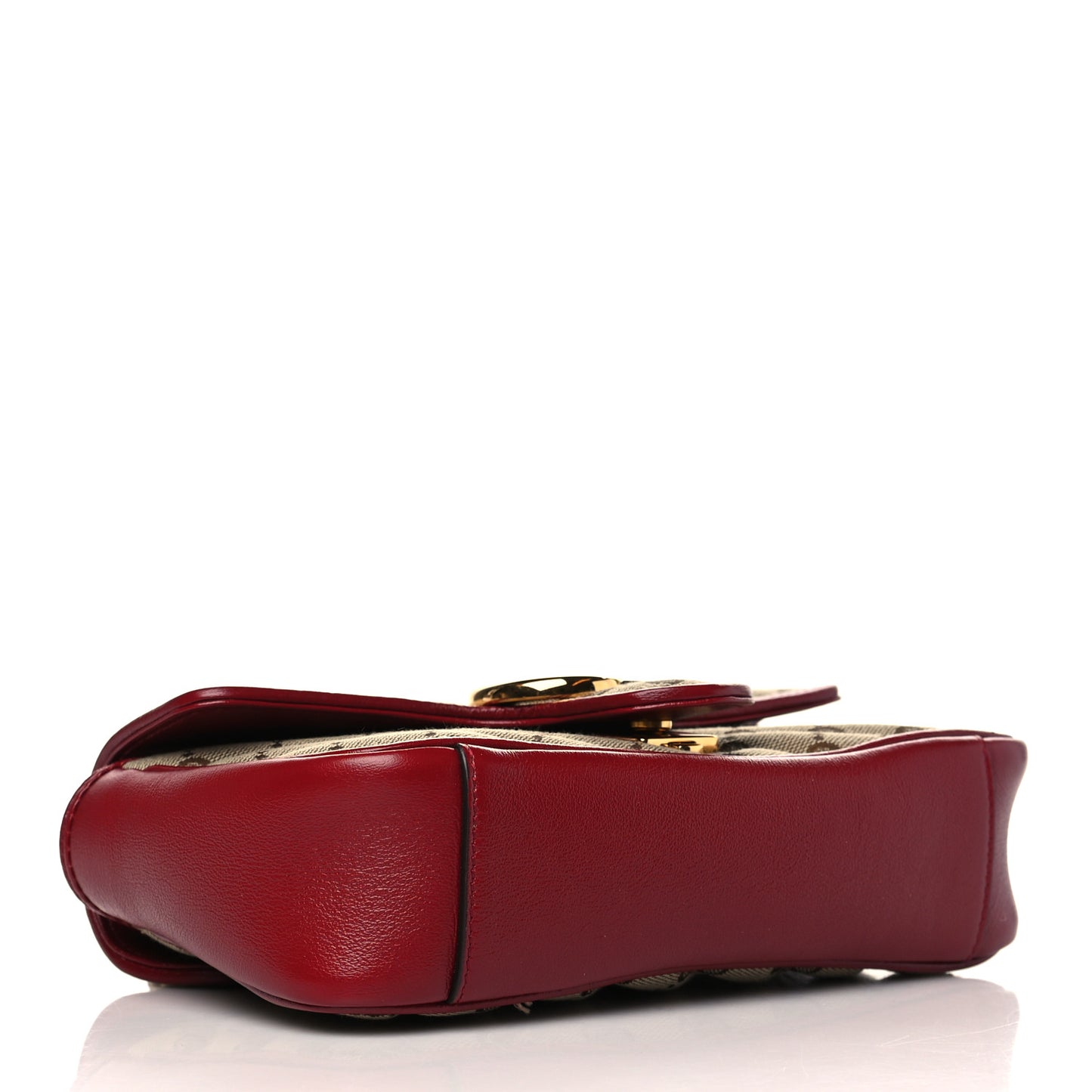 Monogram Azalea Calfskin Matelasse Diagonal Mini GG Marmont Shoulder Bag Beige Ebony New Cherry Red