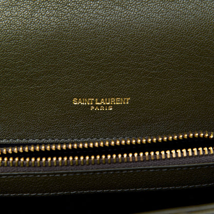 Saint Laurent Sheepskin Matelasse Chevron Monogram Medium College Bag Military Olive 7 of 14