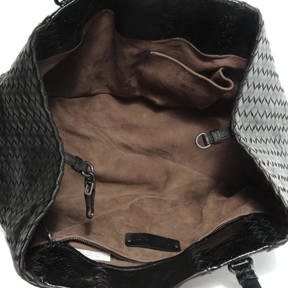 Balenciaga BOTTEGA VENETA Intrecciato Nappa Ayers Snakeskin Tote Tourmaline Black 5 of 8