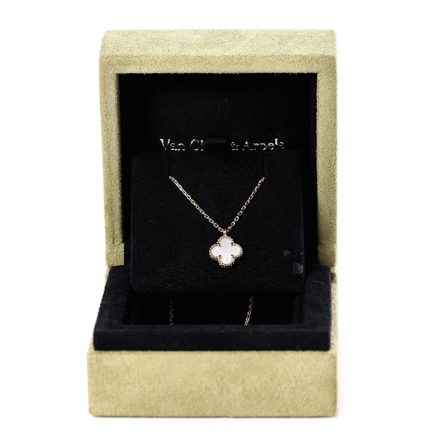 Van Cleef & Arpels 18K Yellow Gold Mother of Pearl Sweet Alhambra Pendant Necklace 7 of 7