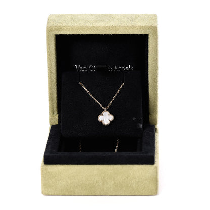 Van Cleef & Arpels 18K Yellow Gold Mother of Pearl Sweet Alhambra Pendant Necklace 7 of 7