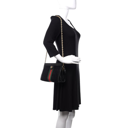 Gucci Suede Patent GG Web Small Ophidia Chain Shoulder Bag Black 2 of 10